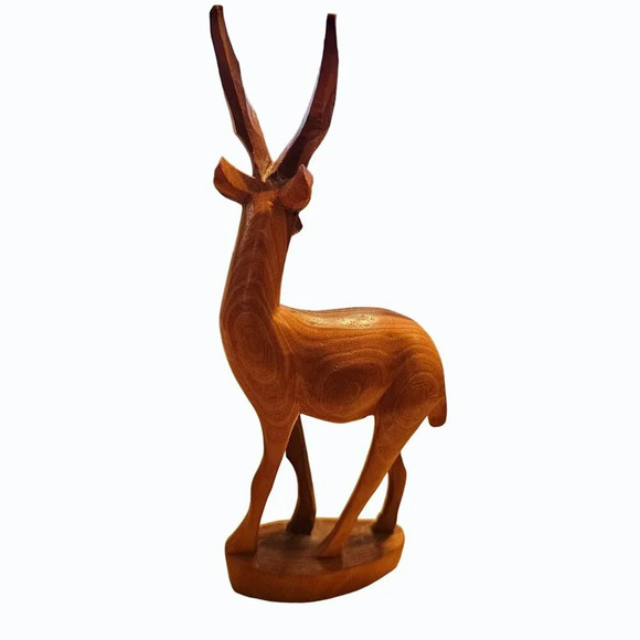 Vtg Hand Carved 7.5” Wood Antelope Deer Gazelle Statue/Figurine Made in Kenya Ta - Picture 3 of 11